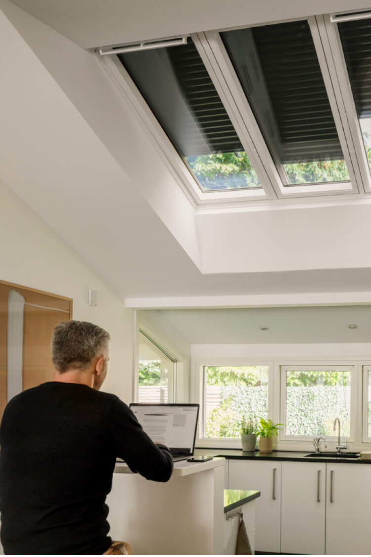 Kitchen area with roof window